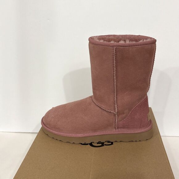 Women's UGG Boots Sz 8 Classic Short Pink Dawn PDW w/ Box Suede Wool Shearling - Picture 10 of 16